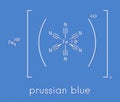 Prussian blue Potassium ferric hexacyano-ferrate molecular structure. Used as paint pigment and as heavy metalÃÂ antidote in.